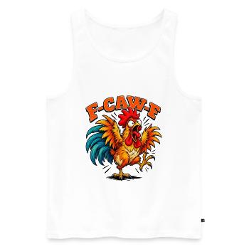 Funny F-CAW-F Crazy Rooster Retro Chicken - Männer Premium Bio Tank Top - Weiß - Vorne - Michal (187cm)