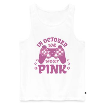 Octobre Rose Gaming Wear Pink October Gamer Krebs - Männer Premium Bio Tank Top - Weiß - Vorne - Michal (187cm)