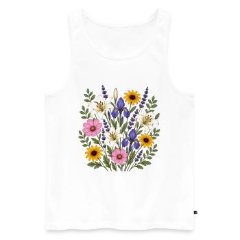 Weisse Lilie violette Iris Lavendel Cottagecore - Männer Premium Bio Tank Top - Weiß - Vorne - Michal (187cm)