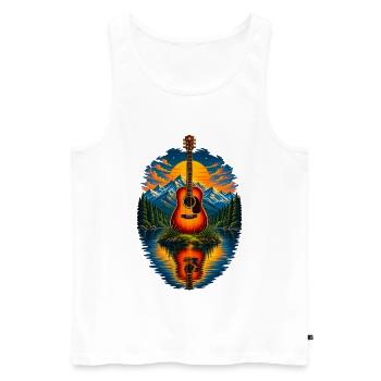 Acoustic Guitar Sunset By The Lake - Männer Premium Bio Tank Top - Weiß - Vorne - Michal (187cm)
