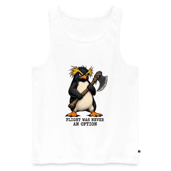 Funny Angry Penguin - Flight Was Never An Option - Männer Premium Bio Tank Top - Weiß - Vorne - Michal (187cm)