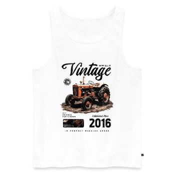 Vintage Traktor Bauer Geburtstag Geboren im Jahr 2016 - Männer Premium Bio Tank Top - Weiß - Vorne - Michal (187cm)