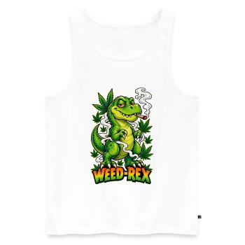 Weed-Rex Smoking Joint Cannabis Dinosaur Design - Männer Premium Bio Tank Top - Weiß - Vorne - Michal (187cm)