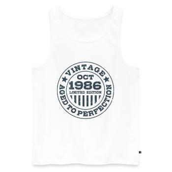 Vintage Oktober 1986 Limited Edition Circle - Männer Premium Bio Tank Top - Weiß - Vorne - Michal (187cm)