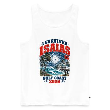 I Survived Isaias Gulf Coast 2026 Storm Survivor - Männer Premium Bio Tank Top - Weiß - Vorne - Michal (187cm)