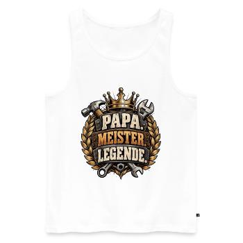 Vatertag Papa Meister Legende Retro Motiv  - Männer Premium Bio Tank Top - Weiß - Vorne - Michal (187cm)
