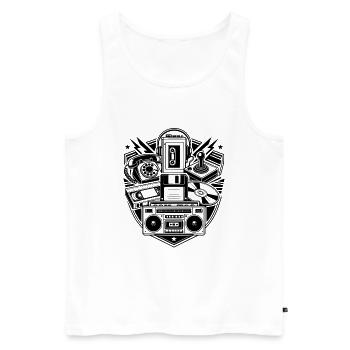 Retro Technik - Männer Premium Bio Tank Top - Weiß - Vorne - Michal (187cm)