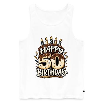 50. Geburtstag Happy 50 Birthday Runder Geburtstag - Männer Premium Bio Tank Top - Weiß - Vorne - Michal (187cm)