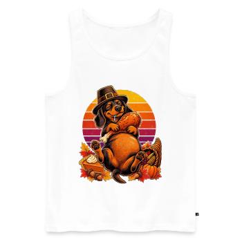 Thanksgiving Dackel satt im Truthahn-Traum - Männer Premium Bio Tank Top - Weiß - Vorne - Michal (187cm)