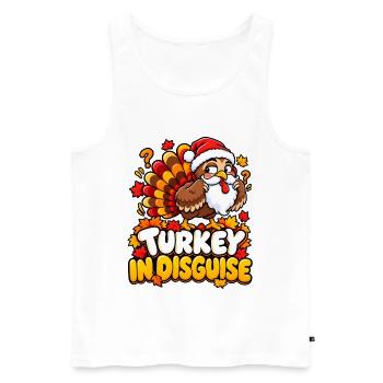 Turkey in Disguise Cartoon Christmas - Männer Premium Bio Tank Top - Weiß - Vorne - Michal (187cm)