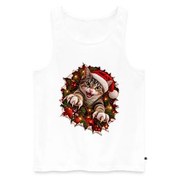 Psycho-Weihnachtskatze – Krallenchaos zu Weihnacht - Männer Premium Bio Tank Top - Weiß - Vorne - Michal (187cm)
