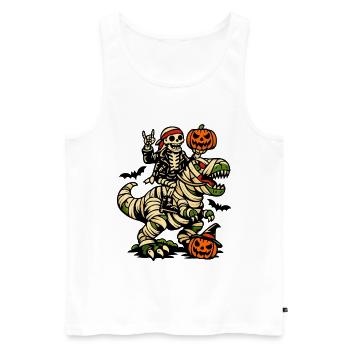 Skelett reitet Dino Halloween Kostüm Dinosaurier - Männer Premium Bio Tank Top - Weiß - Vorne - Michal (187cm)