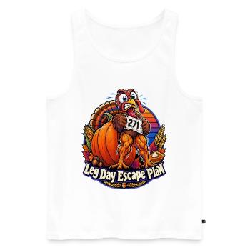 Thanksgiving-Truthahn Leg Day Escape Plan - Männer Premium Bio Tank Top - Weiß - Vorne - Michal (187cm)