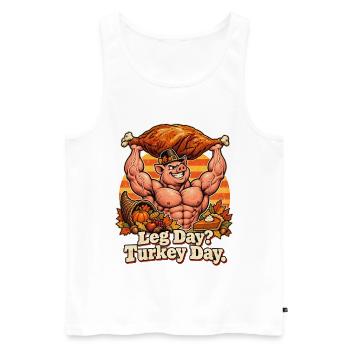 Thanksgiving Bodybuilder-Schwein Truthahn Spruch - Männer Premium Bio Tank Top - Weiß - Vorne - Michal (187cm)