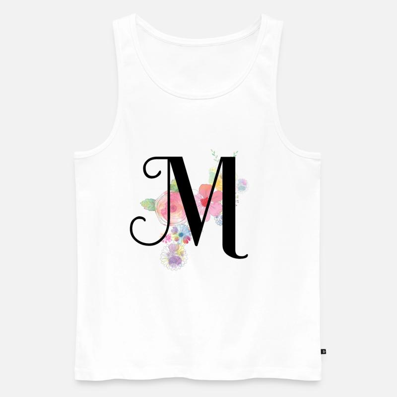 Monogramm Buchstabe M mit Pastellblüten - Männer Premium Bio Tank Top - Weiß