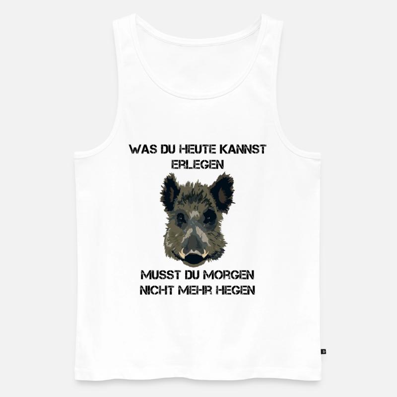 Jäger Wildschwein Jagd Geschenkidee - Männer Premium Bio Tank Top - Weiß