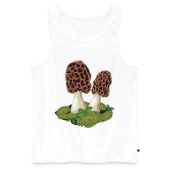 Morel le champignon préféré des cueilleurs de champignons - Débardeur bio Premium Homme - blanc - Devant - AI Model Male 178 light (178cm)