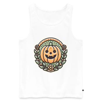 Vintage Halloween citrouille couronne badge - Débardeur bio Premium Homme - blanc - Devant - Michal (187cm)