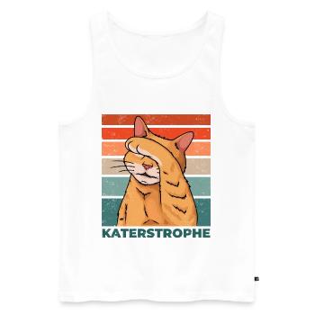 Katze Katastrophe Katerstrophe Lustig Spruch - Männer Premium Bio Tank Top - Weiß - Vorne - Michal (187cm)
