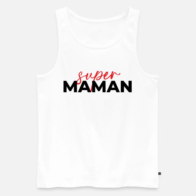 Super Mom Skript Rot auf Schwarz - Männer Premium Bio Tank Top - Weiß