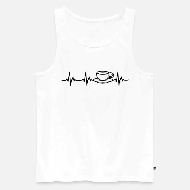 Kaffee Herzschlag - Männer Premium Bio Tank Top - Weiß