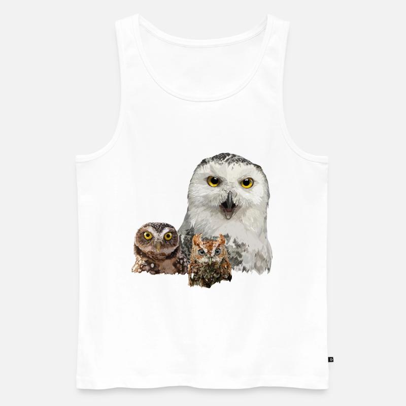 Eule, Eule und Eule - Männer Premium Bio Tank Top - Weiß