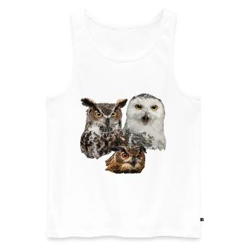 Eulen - Männer Premium Bio Tank Top - Weiß - Vorne - AI Model Male 178 light (178cm)