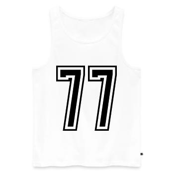 77 Numéro de numéro - Débardeur bio Premium Homme - blanc - Devant - AI Model Male 178 light (178cm)