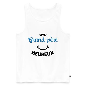 Cadeau drôle grand-père heureux - Débardeur bio Premium Homme - blanc - Devant - Michal (187cm)