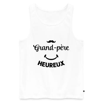 Cadeau drôle grand-père heureux - Débardeur bio Premium Homme - blanc - Devant - Michal (187cm)