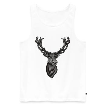 Weihnachtsgeschenk Rentier Hirsch - Männer Premium Bio Tank Top - Weiß - Vorne - Michal (187cm)