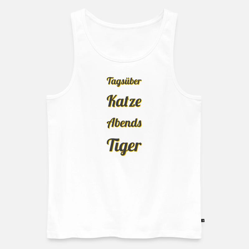 Tagsüber Katze Abends Tiger - Männer Premium Bio Tank Top - Weiß