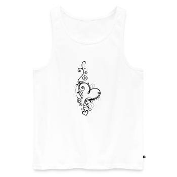 Coeur aux petits coeurs et aux fleurs - Débardeur bio Premium Homme - blanc - Devant - AI Model Male 178 light (178cm)