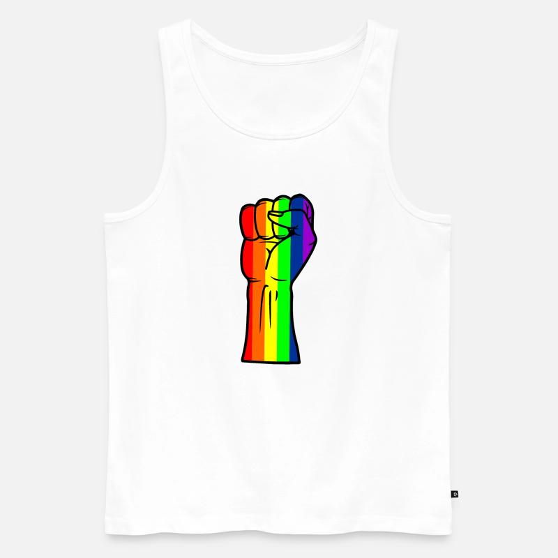 Regenbogen-Handfaust - Männer Premium Bio Tank Top - Weiß