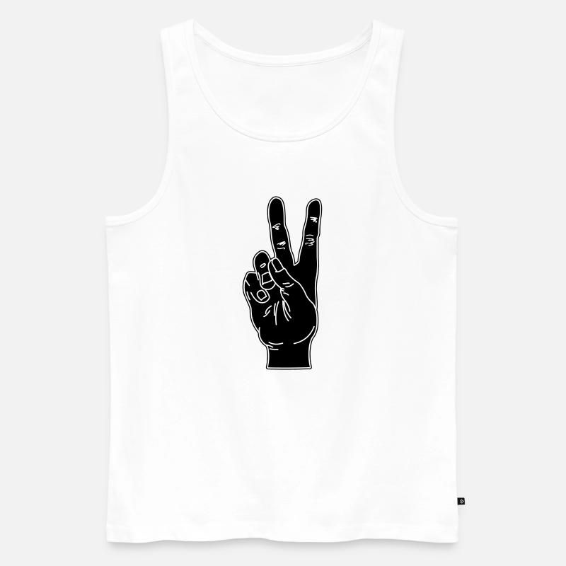 Geste de la main noire paix - Débardeur bio Premium Homme - blanc