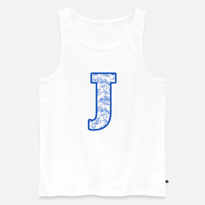 Buchstabe j blaue Chinoiserie - Männer Premium Bio Tank Top - Weiß