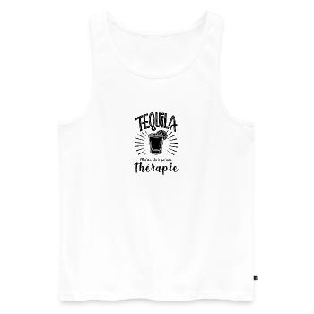 tequila moins cher qu'une thérapie - Débardeur bio Premium Homme - blanc - Devant - Michal (187cm)
