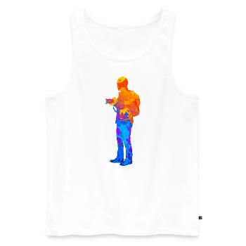 Photographe Photographie Hobby Photographe Silhouette - Débardeur bio Premium Homme - blanc - Devant - AI Model Male 178 light (178cm)