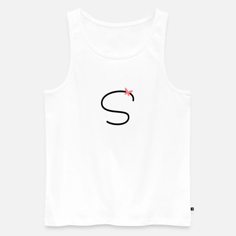 Buchstabe S Schmetterlingsbuchstabe - Männer Premium Bio Tank Top - Weiß