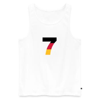 Deutschland Zahlen, Deutschland Rückennummern, 7 - Débardeur bio Premium Homme - blanc - Devant - AI Model Male 178 light (178cm)