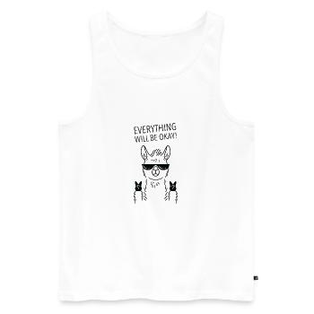 Everything Will Be Okay, Llama Alpaca - Débardeur bio Premium Homme - blanc - Devant - AI Model Male 178 light (178cm)