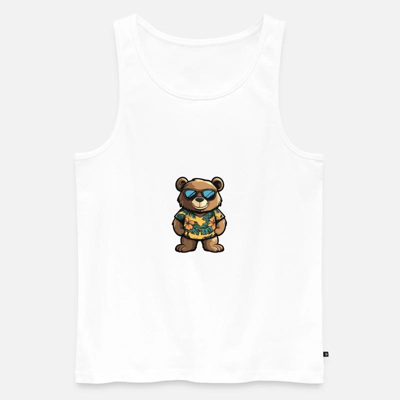 Bär Comic Urlaub - Männer Premium Bio Tank Top - Weiß