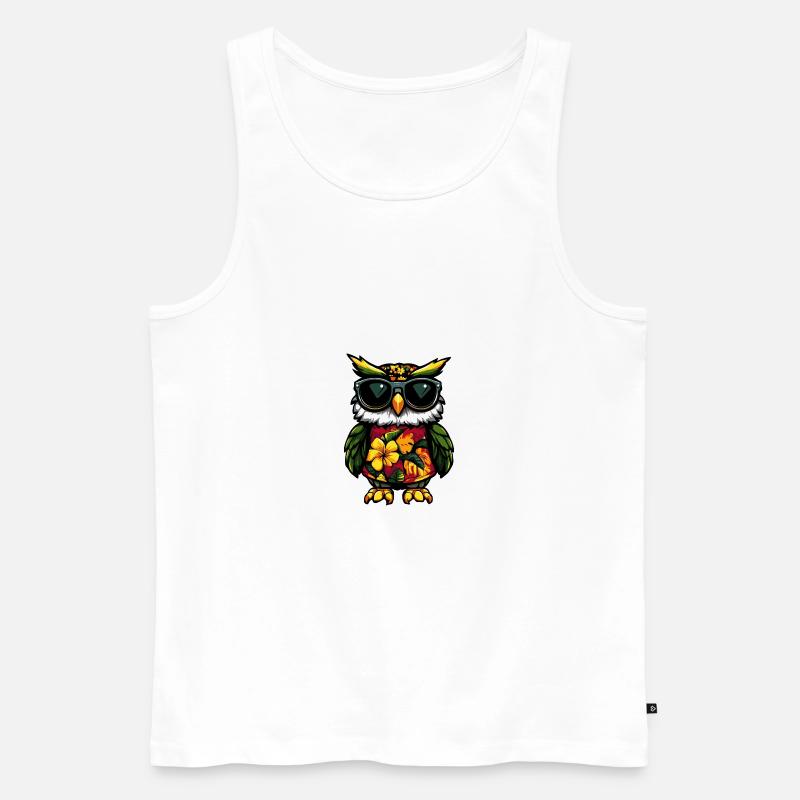 Eule Comic Urlaub - Männer Premium Bio Tank Top - Weiß