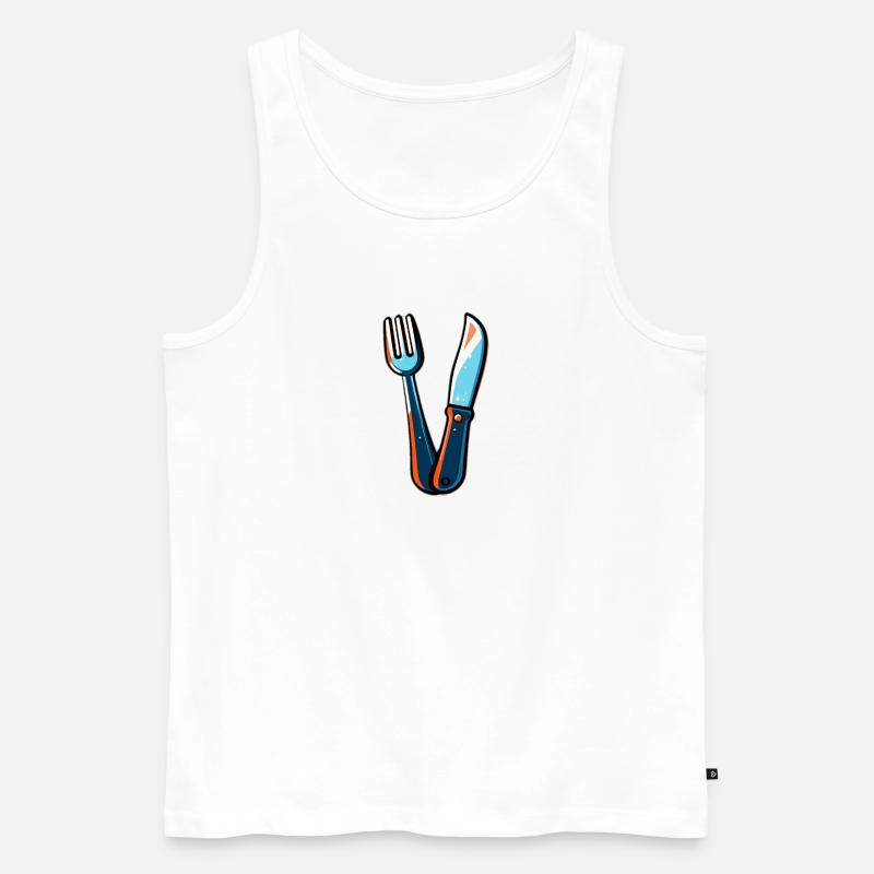 Besteck Messer Gabel bunt - Männer Premium Bio Tank Top - Weiß