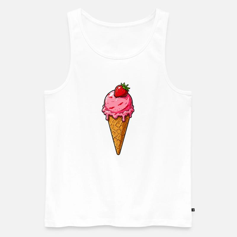 Erdbeere Eis Kugel - Männer Premium Bio Tank Top - Weiß