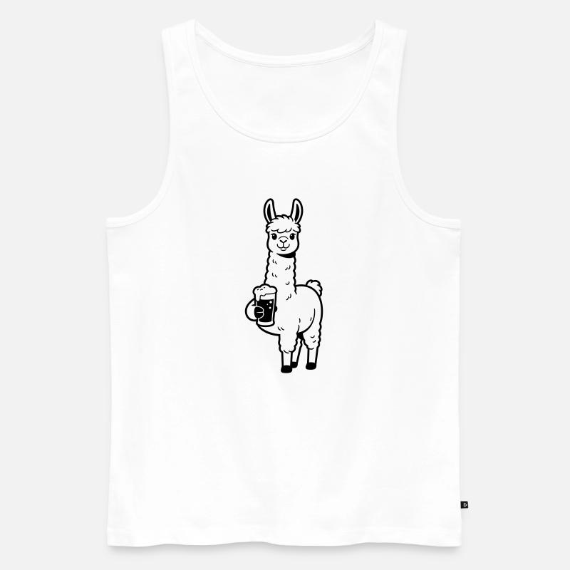 Llama mit Bier - Männer Premium Bio Tank Top - Weiß