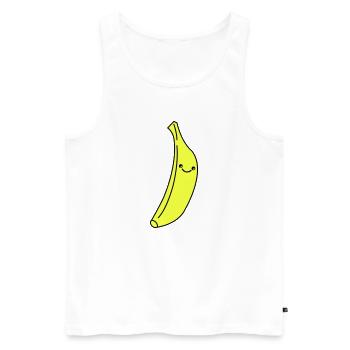 Banane Kawaii en jaune fluo - Débardeur bio Premium Homme - blanc - Devant - AI Model Male 178 light (178cm)