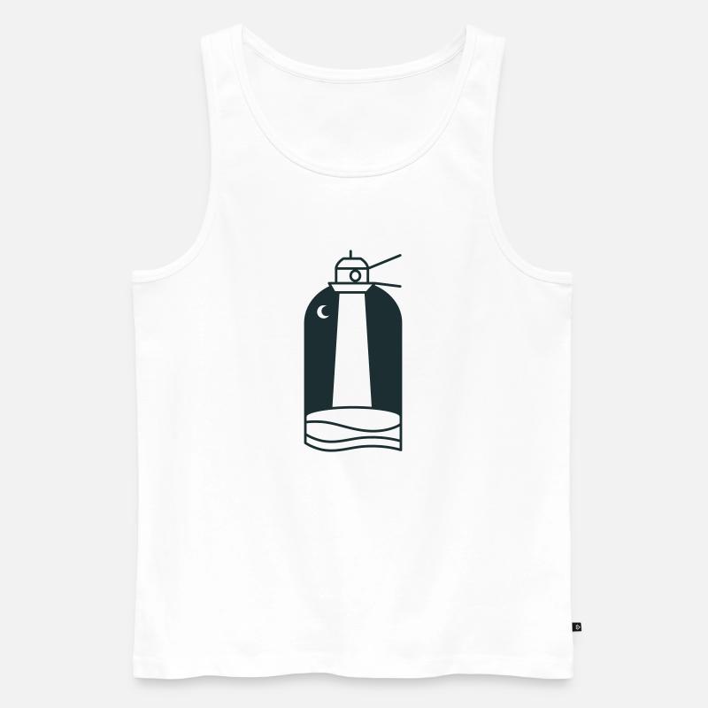 Nachtleuchtturm mit Mondsichel - Männer Premium Bio Tank Top - Weiß