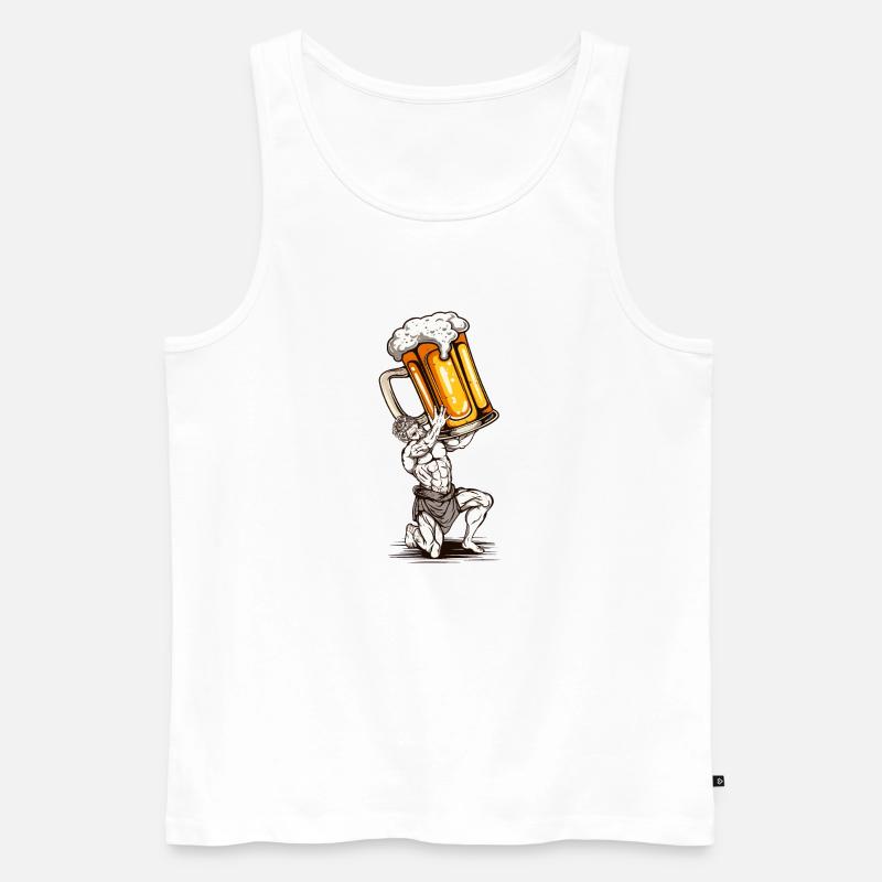 Bier-Statue - Männer Premium Bio Tank Top - Weiß