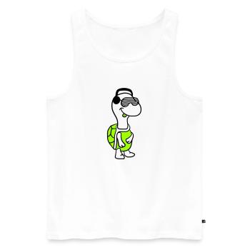 Cute Cool DJ Turtle Party Club Music Fun - Men's Premium Organic Tank Top - white - Front - Michal (187cm)